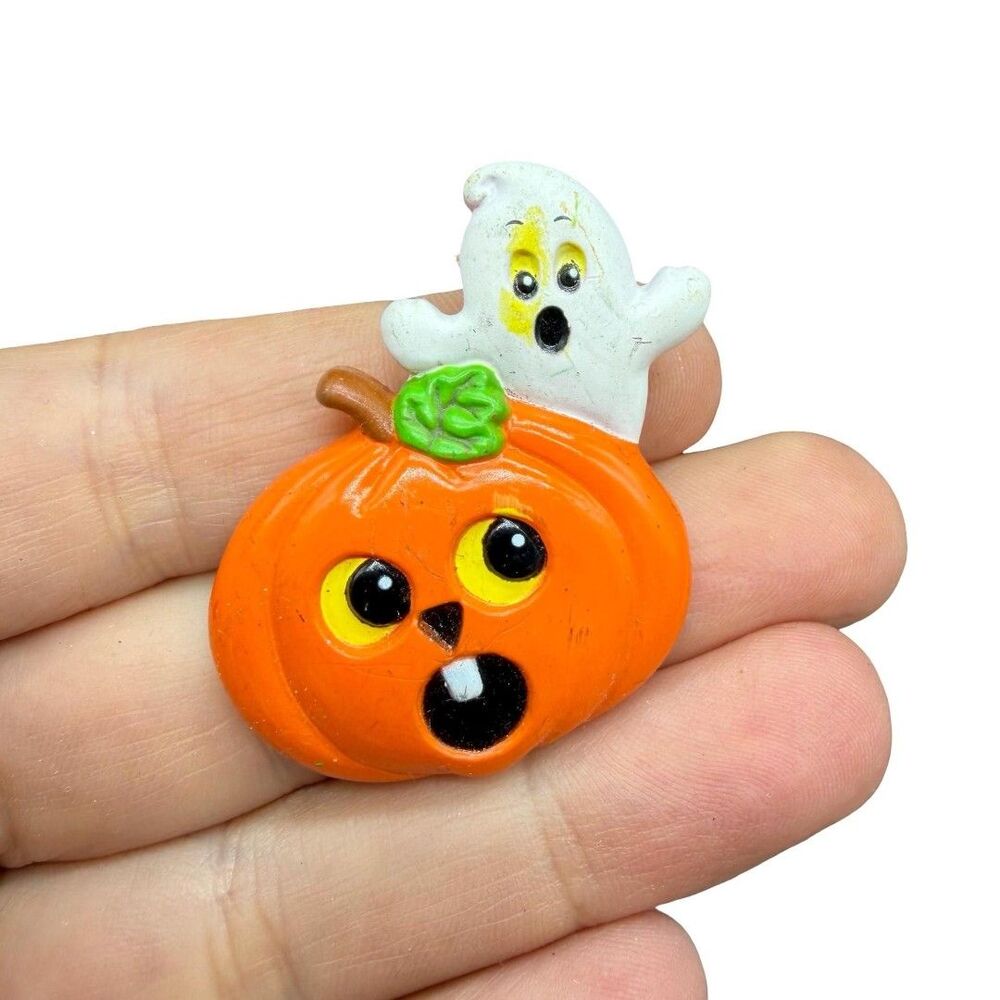 Vintage Jewelry Russ Halloween Brooch Halloween Pumpkin Ghost Jewelry Brooch  Pi